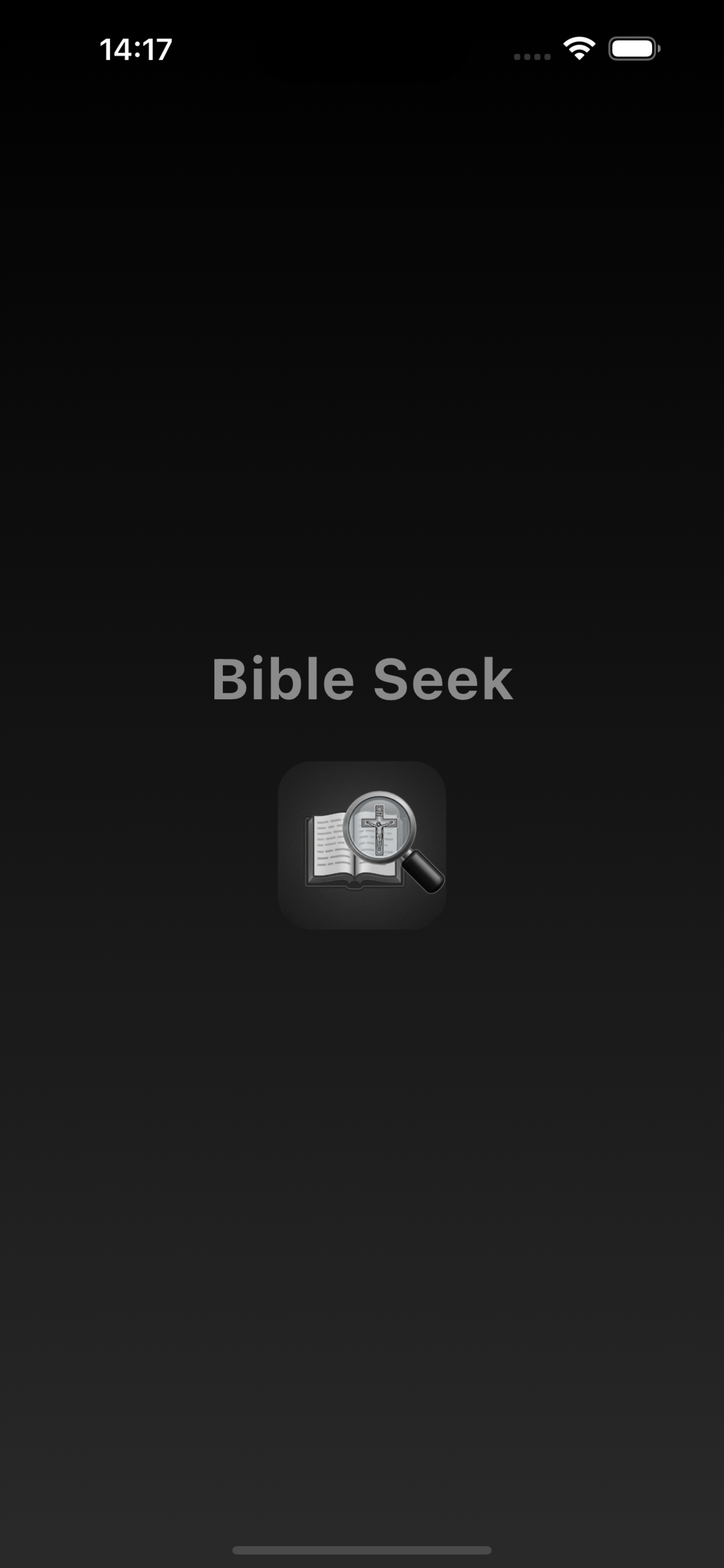 Bible Seek reader showing application loading screen.